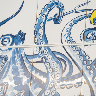 Tegeltableau - Octopus met citroen