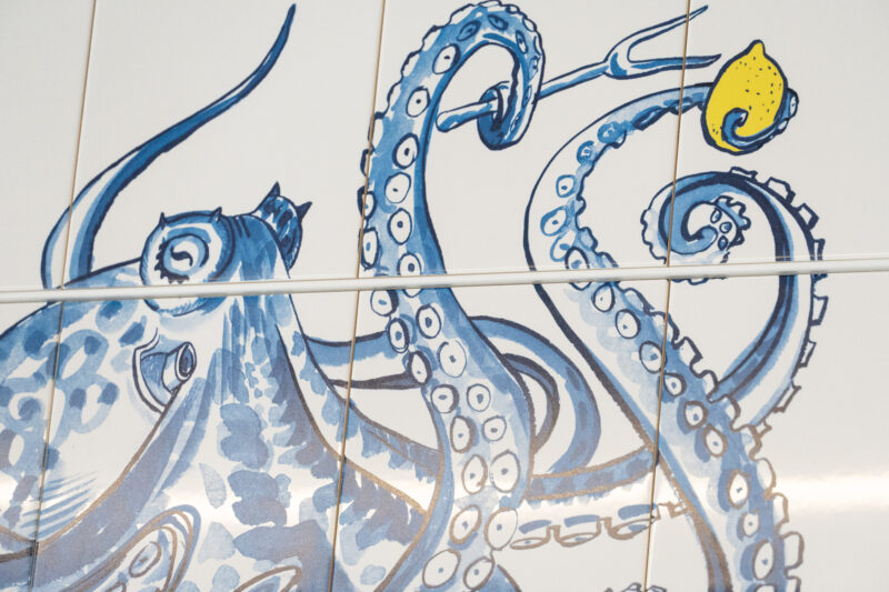 Tegeltableau - Octopus met citroen